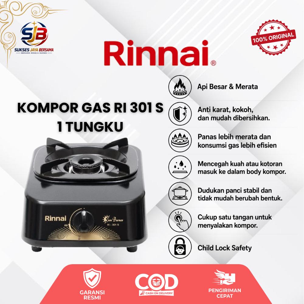 RINNAI Kompr Gas 1 Tungku RI 301S Material Awet Tahan Panas Garansi Resmi