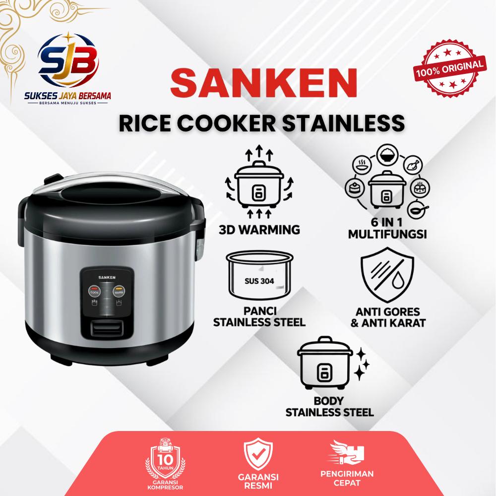 SANKEN Rice Cooker SJ 1999 M Stainless Steel 1.8Liter Low Watt Garansi Resmi