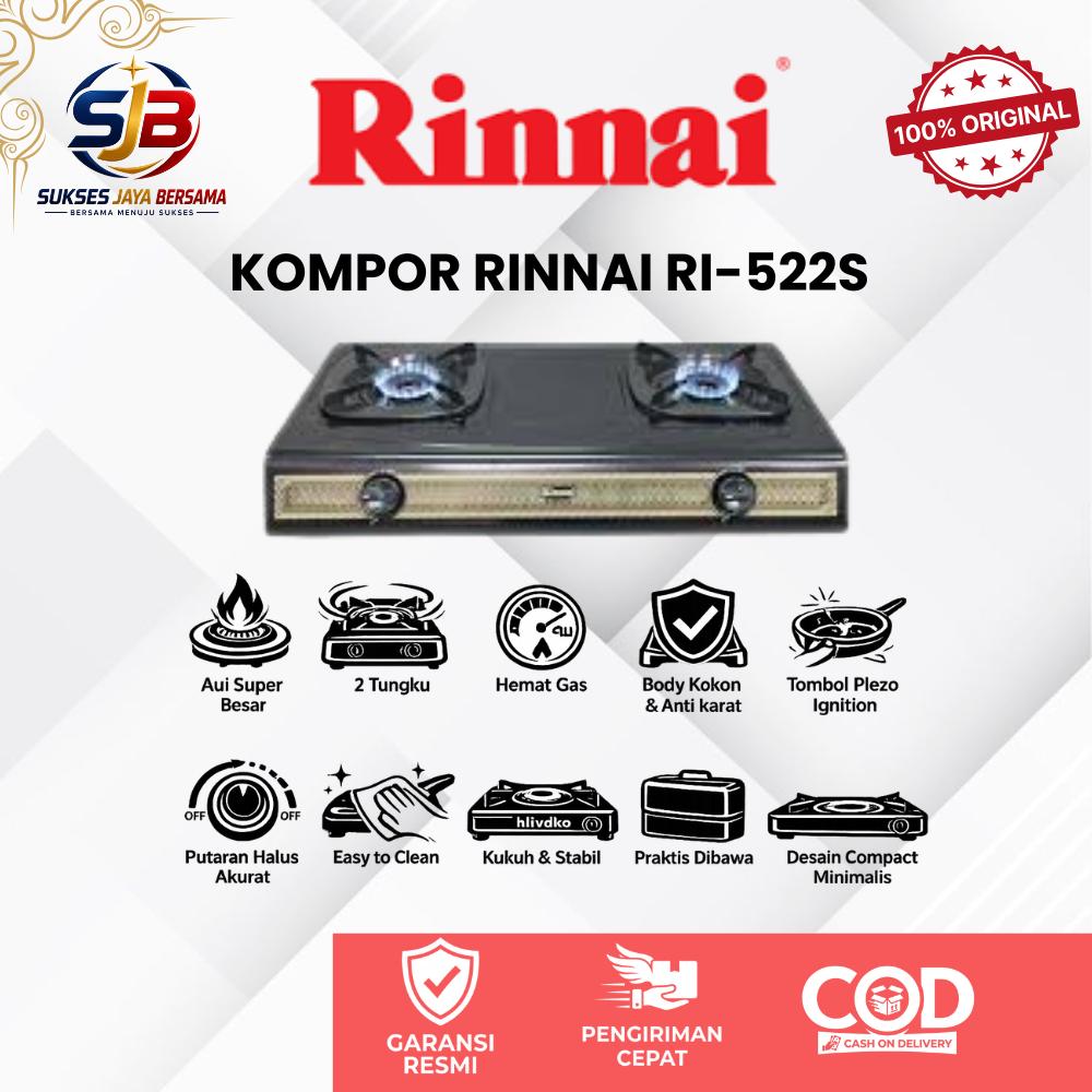 KOMPOR GAS RINNAI 2 Tungku Teflon RI-522S