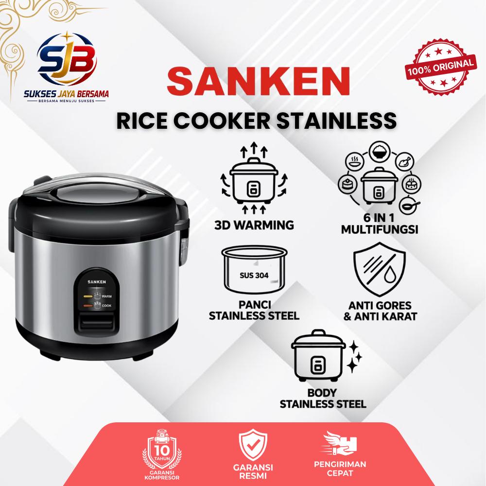 SANKEN Rice Cooker SJ 150 Stainless Steel 1.2Liter Low Watt Garansi Resmi
