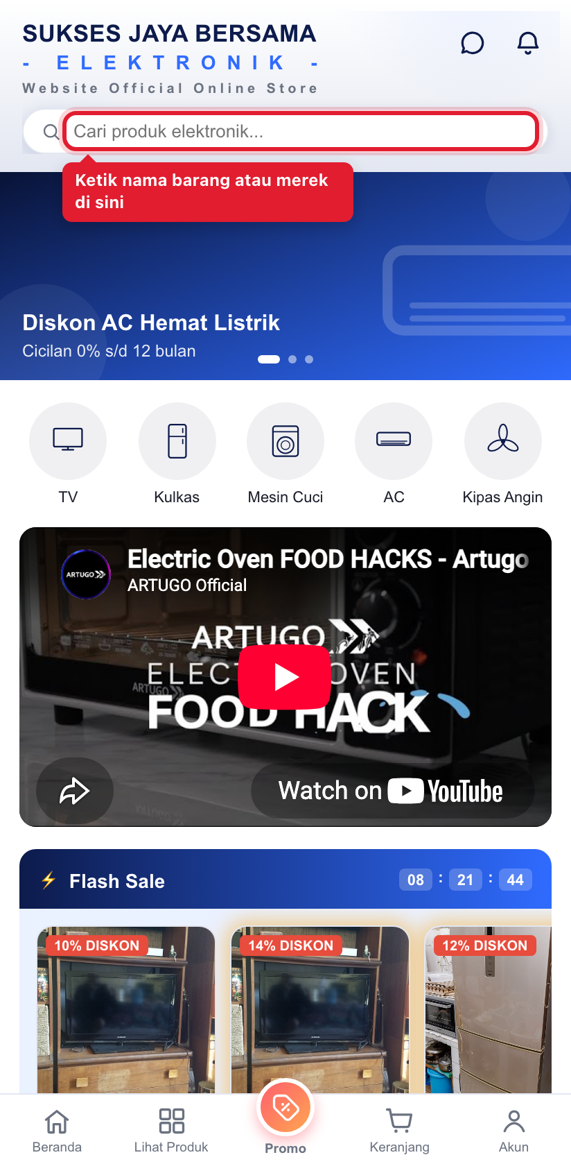 Ketik nama barang di kotak pencarian